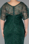 Emerald Green Midi Plus Size Cocktail Dress ABK2372