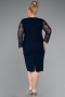 Midi Navy Blue Plus Size Evening Gown ABK2417