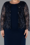 Midi Navy Blue Plus Size Evening Gown ABK2417