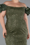 Olive Drab Long Beaded Plus Size Engagement Dress ABU4788