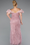 Powder Color Long Beaded Plus Size Engagement Dress ABU4788