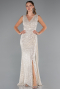 Beige Long Scaly Evening Dress ABU3201