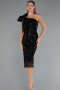Midi Black Beaded Party Dress ABK2424
