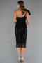 Midi Black Beaded Party Dress ABK2424