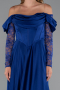 Sax Blue Long Satin Evening Dress ABU5054