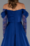 Sax Blue Long Satin Evening Dress ABU5054
