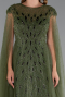 Olive Drab Beaded Cape Long Haute Couture Dress ABU4707