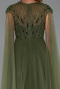 Olive Drab Beaded Cape Long Haute Couture Dress ABU4707