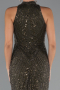 Dark Khaki Halter Neck Long Beaded Mermaid Evening Gown ABU4791