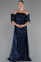 Long Navy Blue Beaded Evening Dress ABU5234