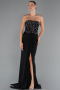 Long Black Chiffon Evening Dress ABU5241