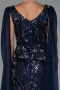 Long Navy Blue Beaded Evening Dress ABU5248