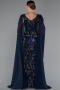 Long Navy Blue Beaded Evening Dress ABU5248