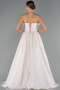 Cream Floral Strapless Collar Slit Long Prom Gown ABU4337