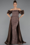 Long Brown Beaded Evening Dress ABU5154