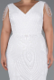 White Long Scaly Plus Size Evening Dress ABU3845