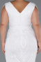 White Long Scaly Plus Size Evening Dress ABU3845