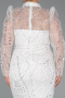 White Long Sleeve High Collar Stoned Plus Size Evening Gown ABU4527