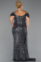 Long Anthracite Plus Size Evening Gown ABU5232