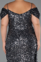 Long Anthracite Plus Size Evening Gown ABU5232