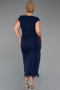 Navy Blue Midi Plus Size Party Dress ABK2340