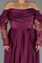 Long Plum Satin Formal Plus Size Dress ABU5261