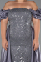 Grey Long Beaded Plus Size Evening Dress ABU5155