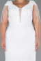 White Short Sleeve V Neck Long Sequin Plus Size Evening Gown ABU4821