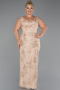 Gold Long Beaded Formal Plus Size Dress ABU5190