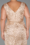 Gold Long Beaded Formal Plus Size Dress ABU5190