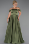 Long Olive Drab Satin Plus Size Evening Dress ABU5251