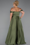 Long Olive Drab Satin Plus Size Evening Dress ABU5251
