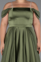 Long Olive Drab Satin Plus Size Evening Dress ABU5251
