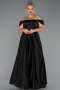 Long Black Satin Plus Size Evening Dress ABU5251