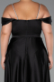 Long Black Satin Plus Size Evening Dress ABU5251