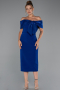 Sax Blue Boat Neck Midi Cocktail Dress ABK2263