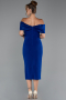 Sax Blue Boat Neck Midi Cocktail Dress ABK2263