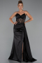 Long Black Satin Evening Dress ABU5288