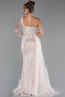 Long Powder Color Beaded Plus Size Engagement Dress ABU5273