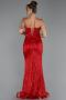 Long Red Beaded Evening Dress ABU5292