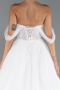 White Boat Neck Stoned Long Princess Wedding Dress ABG103