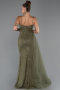 Long Olive Drab Beaded Evening Dress ABU5297