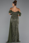 Long Olive Drab Beaded Evening Dress ABU5316