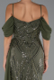 Long Olive Drab Beaded Evening Dress ABU5316