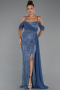 Long Indigo Beaded Evening Dress ABU5316