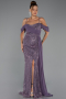 Long Lavender Beaded Evening Dress ABU5316