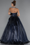 Long Navy Blue Satin Evening Dress ABU5324