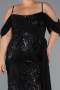 Long Black Beaded Formal Plus Size Dress ABU5319