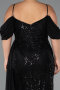 Long Black Beaded Formal Plus Size Dress ABU5319