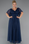 Long Navy Blue Plus Size Evening Dress ABU5323